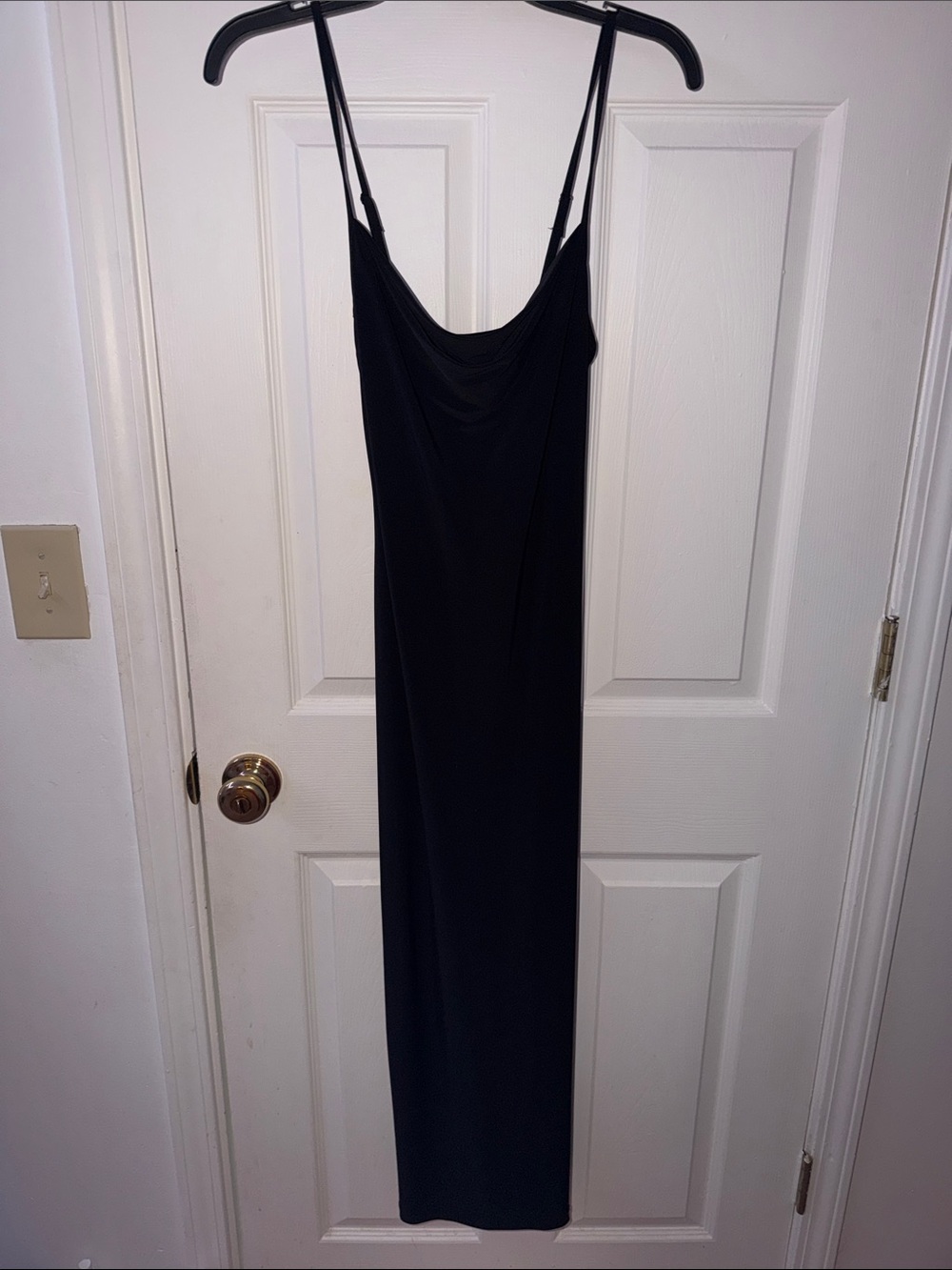 bebe Black Maxi Slip Dress with Cowl Neck
